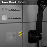 Hand held Shower Head Holder-4 Degree Adjustable-Adhesive Base Install in a Breeze with Screw Alternative to Fit All Surfaces. RV Camper Shower Wand Holder. (Matte Black)
