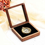 Walnut Wood Pocket Watch Gift Box with Clear Acrylic Lid Portable Single Pocket Watch Display Storage Travel Case Organizer for Men Women (Black Inner)