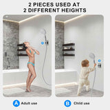 Strong Adhesive Adjustable Shower Head Holder- Wall Mounted Heavy Duty Shower Head Shelf Bracket, Plastic Bracket Stick on Wall, Mount ABS- Shower Head Holder for Handheld Shower Heads (Grey)