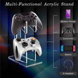 Universal Dual Game Controller Holder Desk Stand for PS4 PS5 Xbox ONE Switch, Perfect Display and Organization, Gaming Controller Accessories(Transparent Acrylic) (2T/Black)