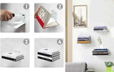 Invisible Floating Bookshelf - Modern White Wall Mount Metal Shelves for Room, Bedroom Bookcase, Small Bookshelf with Minimalist Design, Sleek Storage for Books & Decoratives（6PCS）