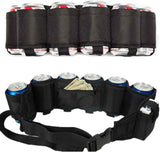 Beer Belt, Holds 6 Cans Beer Portable Bottle Waist Beer Belts for Beer Drinks Soda Can Bottles Beverage for Ouddoor Mountaineering,Camping,Hiking,Outdoor Party,Picnics etc. (Black 2pcs)