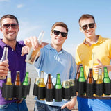 Beer Belt, Holds 6 Cans Beer Portable Bottle Waist Beer Belts for Beer Drinks Soda Can Bottles Beverage for Ouddoor Mountaineering,Camping,Hiking,Outdoor Party,Picnics etc. (Black 2pcs)