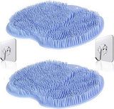 2 Pcs Large Shower Foot Scrubber Mat Cleans, Exfoliation, Shower Foot Massager Scrubber, Foot Cleaner Massage Mat with Non Slip Suction Cups, Improve Circulation Relieve Tired and Pain （BLUE）