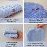 2 Pcs Large Shower Foot Scrubber Mat Cleans, Exfoliation, Shower Foot Massager Scrubber, Foot Cleaner Massage Mat with Non Slip Suction Cups, Improve Circulation Relieve Tired and Pain （BLUE）