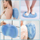 2 Pcs Large Shower Foot Scrubber Mat Cleans, Exfoliation, Shower Foot Massager Scrubber, Foot Cleaner Massage Mat with Non Slip Suction Cups, Improve Circulation Relieve Tired and Pain （BLUE）