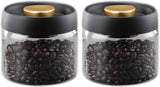 Airtight Borosilicate Glass Coffee Bean Storage Container with Vacuum Sealed Lid, 2pcs Food Storage Jars for Dry Goods, Coffee Bar Necessity