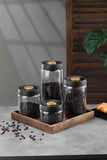 Airtight Borosilicate Glass Coffee Bean Storage Container with Vacuum Sealed Lid, 2pcs Food Storage Jars for Dry Goods, Coffee Bar Necessity