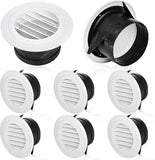 8 Pack Air Vent Round, 4 Inch Air Soffit Vent, ABS Louver Vent Cover with Built-in Fly Screen Mesh, Ceiling Louver Grille Cover for Garage, Bathroom, Kitchen, Office, Home Ventilation