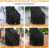 Waterproof Stacking Chair Covers for Outdoor Furniture, All-Weather Heavy-Duty 210D Oxford Fabric, Fits 25"x25"x47" Patio Chairs (Black, 1 PC)