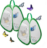 2 Pack Mini Butterfly Habitat Cage- 23 x 25.5 x 21CM, Butterfly Net, Collapsible Insect Mesh Cage- Portable Butterfly Net Habitat with Zipper for Transporting and Raising