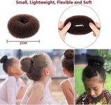 Extra Small Bun Makers for Kids, 6 PCS Chignon Donut Sock Forms for Girls, Mini Doughnut Shapers for Short and Thin Hair (2 Inch, Dark Brown)