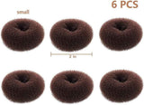 Extra Small Bun Makers for Kids, 6 PCS Chignon Donut Sock Forms for Girls, Mini Doughnut Shapers for Short and Thin Hair (2 Inch, Dark Brown)