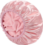 Terry Lined Shower Cap,Triple Layer Large Cap for Women,Shower Cap Reusable Waterproof,Long Thick Hair(Pink)