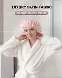 Terry Lined Shower Cap,Triple Layer Large Cap for Women,Shower Cap Reusable Waterproof,Long Thick Hair(Pink)
