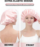 Terry Lined Shower Cap,Triple Layer Large Cap for Women,Shower Cap Reusable Waterproof,Long Thick Hair(Pink)