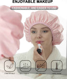 Terry Lined Shower Cap,Triple Layer Large Cap for Women,Shower Cap Reusable Waterproof,Long Thick Hair(Pink)