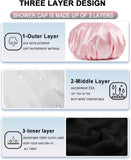 Terry Lined Shower Cap,Triple Layer Large Cap for Women,Shower Cap Reusable Waterproof,Long Thick Hair(Pink)
