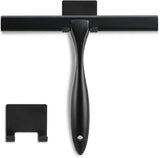 Shower Squeegee, 10-Inch Matte Black All-Purpose Stainless Steel Squeegee for Bathroom, Doors, Mirrors, Tiles and Car Windows - 100% Streak Free