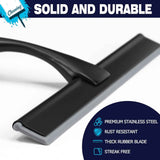 Shower Squeegee, 10-Inch Matte Black All-Purpose Stainless Steel Squeegee for Bathroom, Doors, Mirrors, Tiles and Car Windows - 100% Streak Free