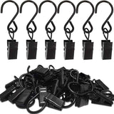 Stainless Steel S Hooks Curtain Clips, 50 Pack Hanging Party Lights Clips Hangers Gutter Photo, Art Craft Display, 2.4 Inch Long, Black Long -