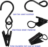 Stainless Steel S Hooks Curtain Clips, 50 Pack Hanging Party Lights Clips Hangers Gutter Photo, Art Craft Display, 2.4 Inch Long, Black Long -
