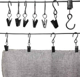 Stainless Steel S Hooks Curtain Clips, 50 Pack Hanging Party Lights Clips Hangers Gutter Photo, Art Craft Display, 2.4 Inch Long, Black Long -