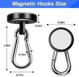 Strong Magnetic Hooks, 70LBS Hooks Heavy Duty Neodymium Magnets with Carabiner Hook, Magnet Swivel for Kitchen, Hanging, Cruise, Grill, Refrigerator - 12 Pack Black 2in x 0.98in