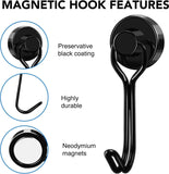 Black Magnet Hooks, 25LBS Swivel Magnetic Hooks for Hanging, Strong Cruise Cabins, Grill, Refrigerator, Kitchen, Door, Locker, Key and Calendar - Pack of 3