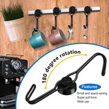 Black Magnet Hooks, 25LBS Swivel Magnetic Hooks for Hanging, Strong Cruise Cabins, Grill, Refrigerator, Kitchen, Door, Locker, Key and Calendar - Pack of 3