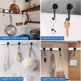 Black Magnet Hooks, 25LBS Swivel Magnetic Hooks for Hanging, Strong Cruise Cabins, Grill, Refrigerator, Kitchen, Door, Locker, Key and Calendar - Pack of 3