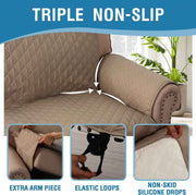 Sofa Cover, 100% Waterproof Slipcover Furniture Protector, Washable Couch Cover with Non-Skid Backing and Elastic Straps for Kids, Dogs, Pets(Sofa, French Oak) Oak