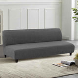 100% Waterproof Armless Futon Cover, Sofa Cover Stretch Jacquard Couch for Futon, Dual Leakproof Furniture Protector Pets, Grey -