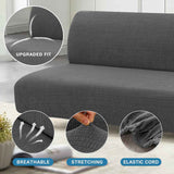 100% Waterproof Armless Futon Cover, Sofa Cover Stretch Jacquard Couch for Futon, Dual Leakproof Furniture Protector Pets, Grey -