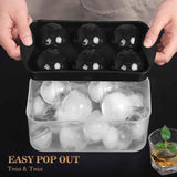 Whiskey Ice Cubes Mold 2 Pack - Round Cube & Ball Maker Set with Storage Bin, Trays Lid, Tongs for Bourbon Cocktails, Gifts Lover