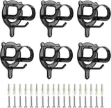 6 Counts Horse Bridle Rack Bracket Hooks Metal Halter Hanger with Tubes and Screws for Barn Supplies, Black -