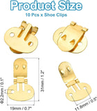 19mm x 31mm Shoe Clips, 10 Pcs Flat Blank Clips Supplies Embellishments for DIY Crafts Decoration Project Shoes Gold