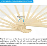 16 Fan Belly Dance Silk Veil 59", 1 Pair (Left+Right) Women Long Folding Wood for Performance, White Green 59"