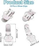 14mm x 30mm Shoe Clips, 10 Pcs Flat Blank Clips Supplies Embellishments for DIY Crafts Decoration Project Shoes Silver -