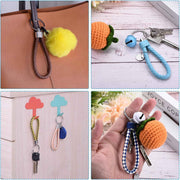 Braided Leather Keychain with Key Ring PU Woven Wristlet Lanyard Strap Fob Keyring Holder for Car Bag Wallet Pendant Orange -