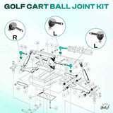 Ball Joint Kit,Set of (3) Tie Rod End with grease fitting Fits for Club Car DS Golf Carts (1976-2008) -