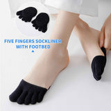2Pairs Toe Topper Half Socks - Ball of Foot Cushions, Forefoot Pads for Women No Show Black/Beige-closetoe