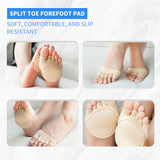 2Pairs Toe Topper Half Socks - Ball of Foot Cushions, Forefoot Pads for Women No Show Black/Beige-closetoe