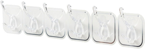 6Pcs Acrylic Wall Mounted Necklaces Organizer,6 Hooks Jewelry Stand Organizer,No Drilling Hanging Hook Strong Bearing Capacity for Kitchen Bathroom(White)