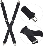 Mens Suspenders, 2 Inches Wide X Back Adjustable Suspenders with Heavy Duty Clips Men's Strip Sling Decor