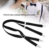 Mens Suspenders,Back Hidden Suspender,Adjustable Stretchable 2.5x110cm/1.0x43.3in Clip Suspenders Fit 4 Metal Buckles Pants for Adult(black)