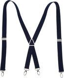 Mens Suspenders,Back Hidden Suspender,Adjustable Stretchable 2.5x110cm/1.0x43.3in Clip Suspenders Fit 4 Metal Buckles Pants for Adult(Navy blue)