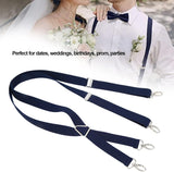 Mens Suspenders,Back Hidden Suspender,Adjustable Stretchable 2.5x110cm/1.0x43.3in Clip Suspenders Fit 4 Metal Buckles Pants for Adult(Navy blue)