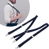 Mens Suspenders,Back Hidden Suspender,Adjustable Stretchable 2.5x110cm/1.0x43.3in Clip Suspenders Fit 4 Metal Buckles Pants for Adult(Navy blue)