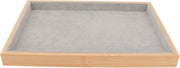 Velvet Stackable Jewelry Tray, Wood Flat Organizer Tray Drawer for Necklace Bracelet Ring Showcase Display(Grey)